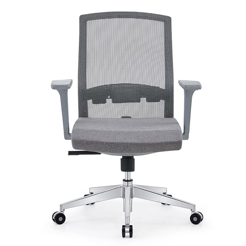 Modern Fixed Arms Desk Chair with Wheels Mid-Back Office Chair