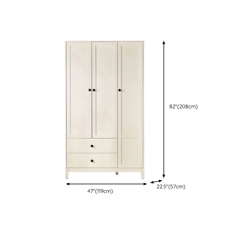 White Kid's Wardrobe Contemporary Youth Armoire With 3 Doors