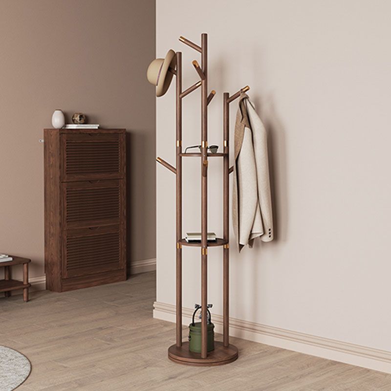 Modern Hall Tree Solid Wood Rubber Wood Rotatable Coat Hanger 70"