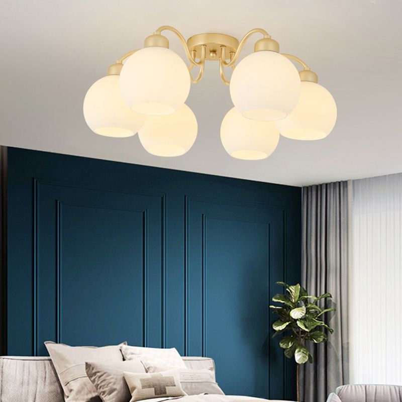 Nordic Style Golden Ceiling Light Ball Shape Shade Ceiling Lamp for Living Room