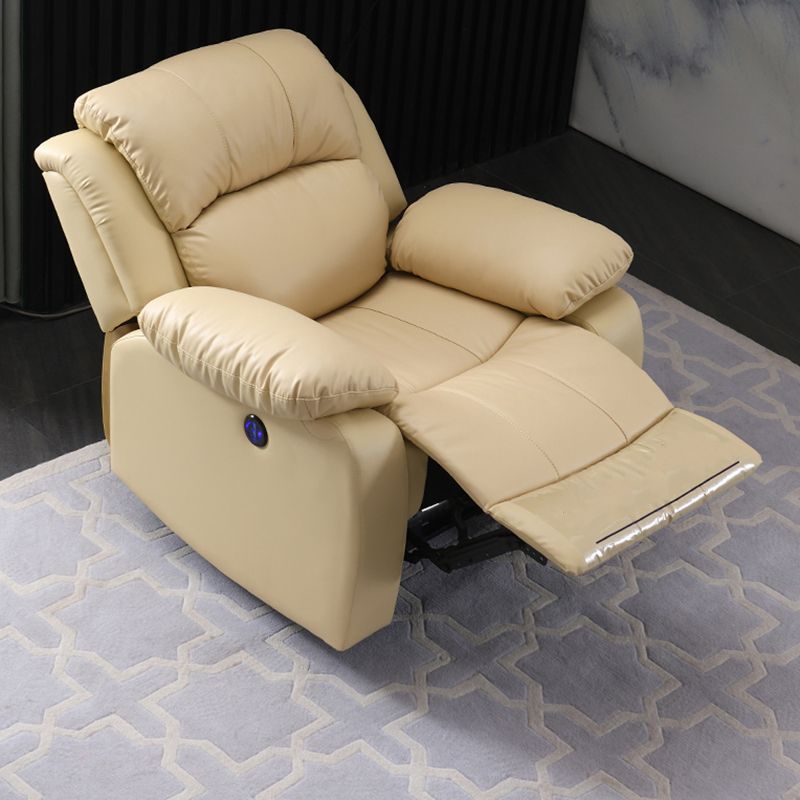 Traditional Leather Standard Recliner Solid Color Metal Frame Recliner Chair