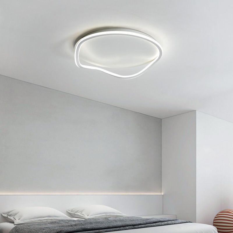 Single Modern White Flush Mount Lighting LED Ceiling Light for Bedroom