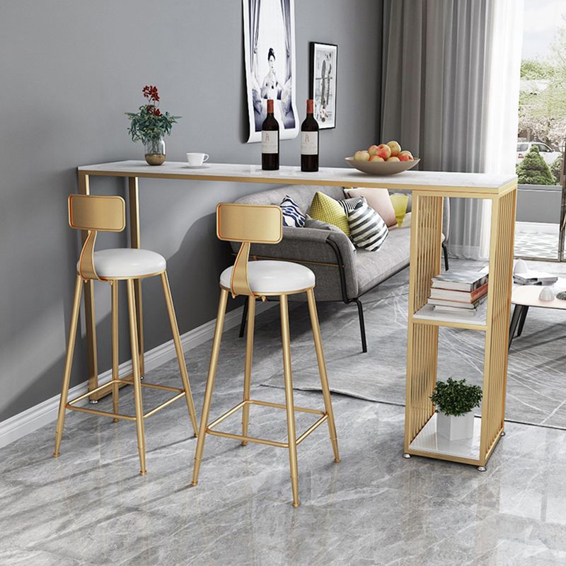 Artificial Marble Top Bar Table 42-inch Height Industrial Bistro Table for Restaurant