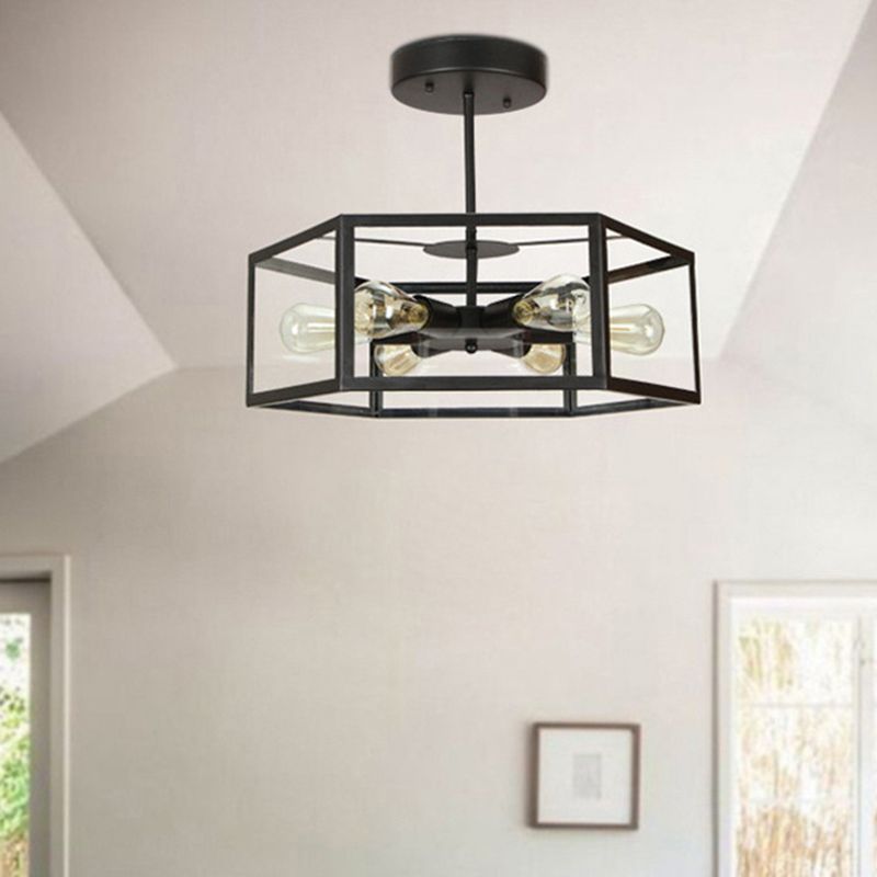 Geometric Chandelier Light Fixture Industrial Glass Pendant Lighting for Restaurant