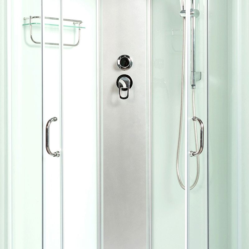 Double Sliding Shower Stall Semi-Frameless 82.5" H Shower Stall in White