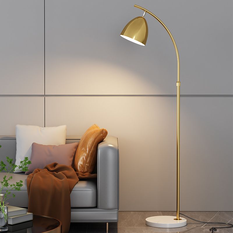 Modern Simple Iron Floor Lamp Geometry Bulb Floor Light with Marble Base for Bedroom