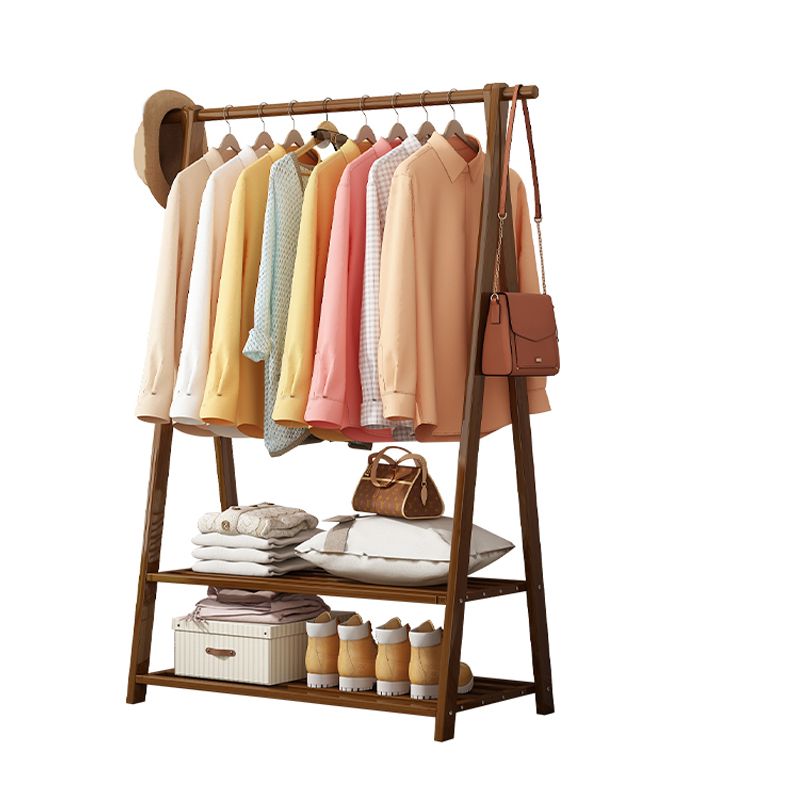 Solid Wooden Coat Rack Shelf Storage and Hanging Rail Coat Hanger