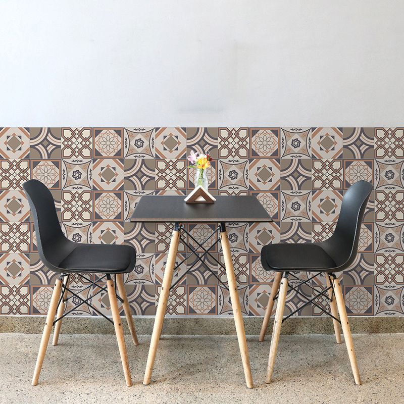 Brown Boho Peel Wallpaper Panels 3.5' x 8" Harlequin Pattern Wall Covering for Accent Wall