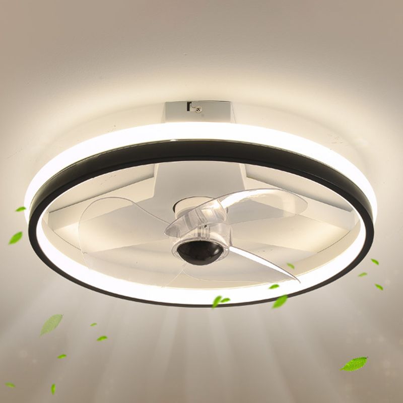 Modernism Single White/Black Ceiling Fan Lamp LED Ceiling Fan Light for Bedroom