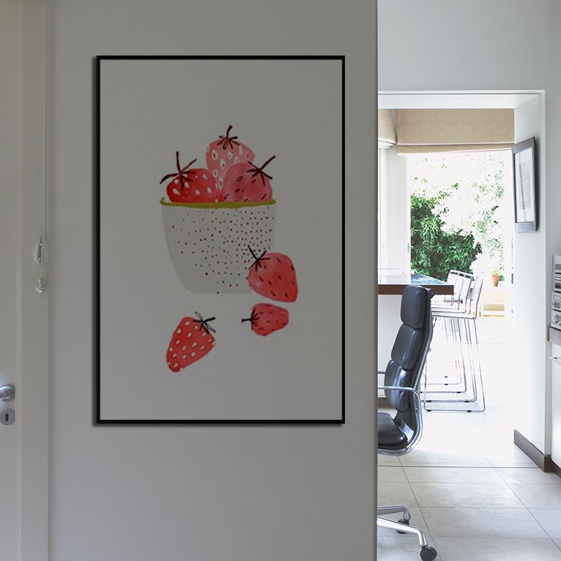 Fruit Print Wall Art Nordic Textured Wrapped Canvas in Soft Color for Living Room