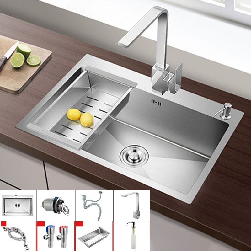 Modern Kitchen Sink Stainless Steel with Accessories and Faucet Kitchen Bar Sink