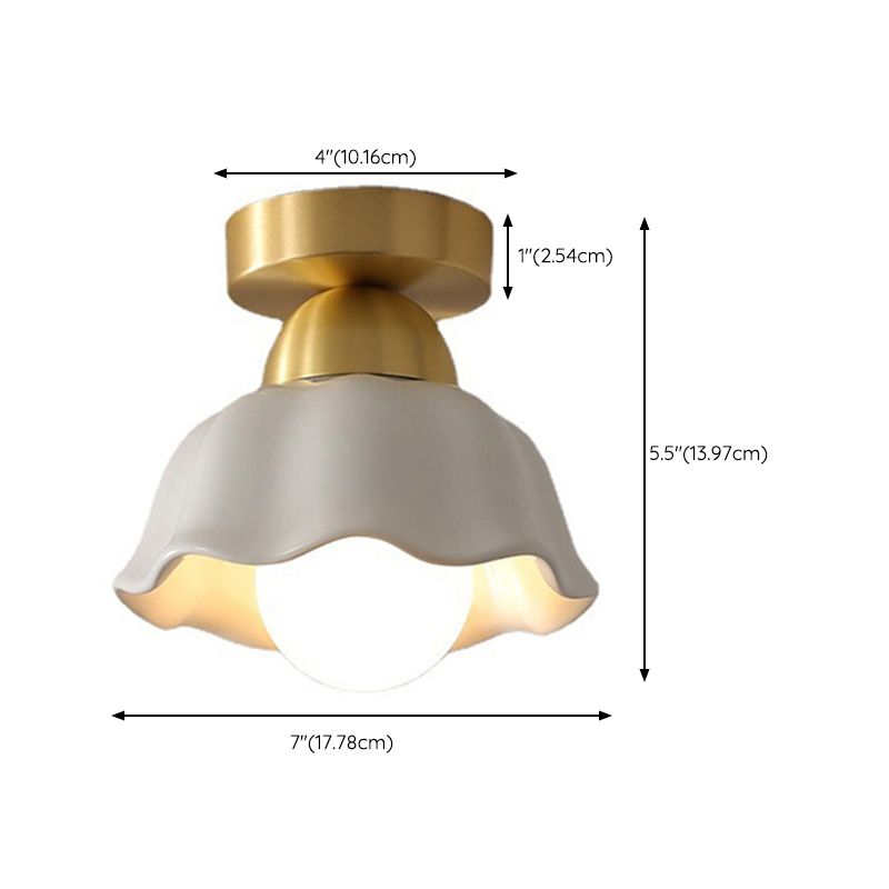 1-Light Ceiling Light Modern Ceiling Mount Lamp with Copper for Corridor