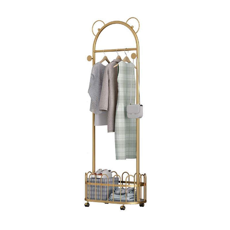 Gorgeous Metal Coat Rack Designer Storage Basket Coat Rack with Castors