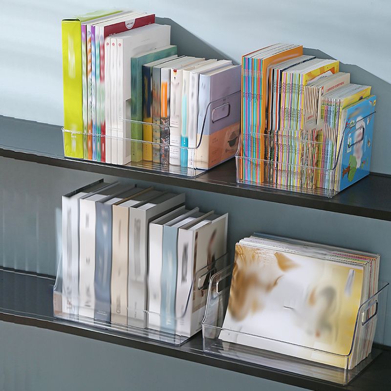 Modern Plastic Shelf Tabletop Standard Kids Bookcase in Transparent