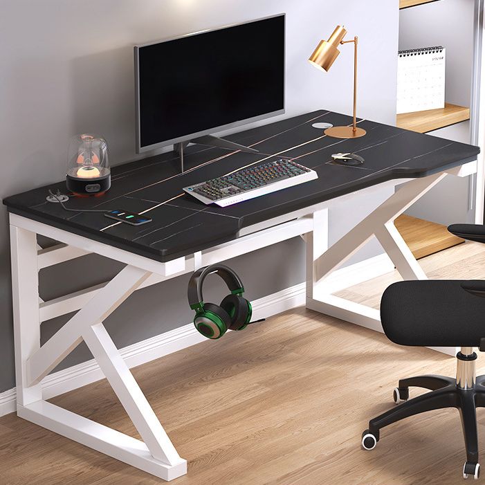 Industrial Stone Office Desk 23.62-inch Wide Sled Base Writing Desk