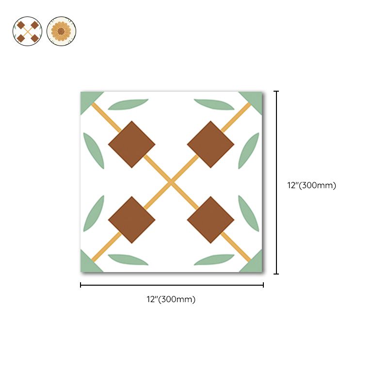 Patterned Singular Tile Ceramic Indoor Floor Tile with Square Shape