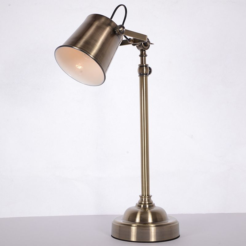 Metallic Bell Adjustable Table Lighting Antiqued 1 Light Study Room Reading Lamp in Silver