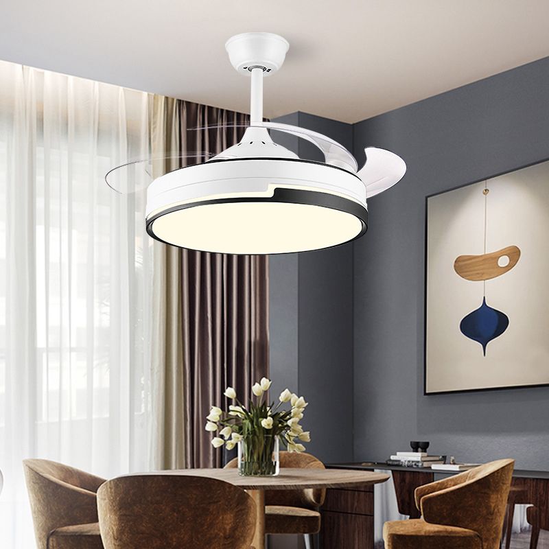 Modern Simple Iron Ceiling Fan Lamp Circle Shape LED Ceiling Fan Light for Bedroom