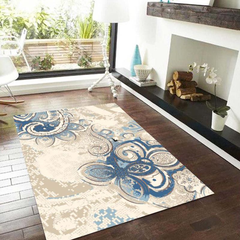 Victorien Paisley Flower Area Tapon Brown Tone Polyester Carpet Area Area Tapis