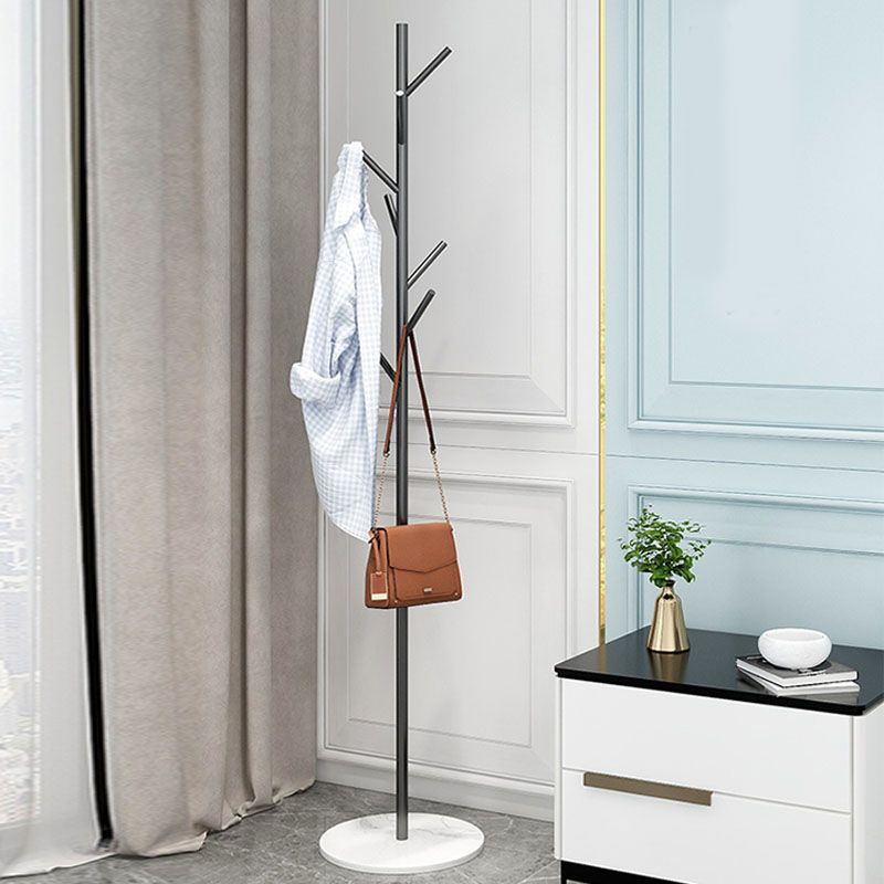 Modern Entry Hall Tree Metal Free Standing 7 Hooks Coat Rack