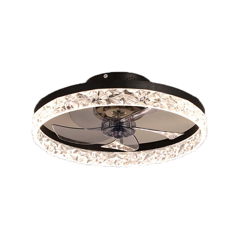 Circular Flush Mount LED Fan Light Minimalist Acrylic Bedroom Dining Room Semi Flush Light