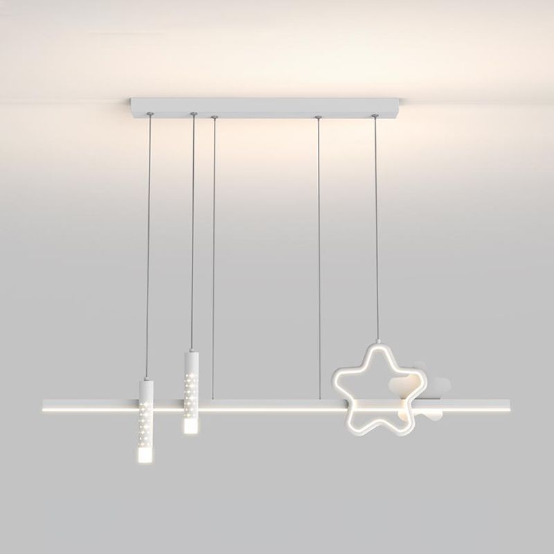 4-Light Modern White/Black Kitchen Island Lighting LED Ceiling Light for Bedroom