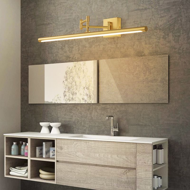 Metal Strip Wall Vanity Light Modern Style 1 Light Vanity Lighting Ideas in Gold