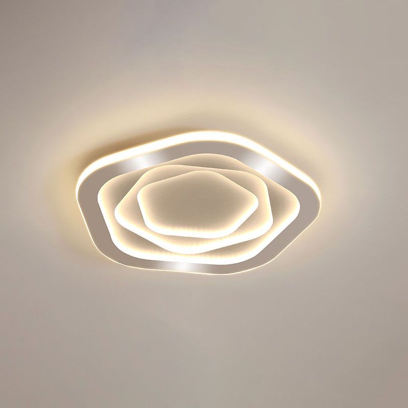 White Acrylic Ceiling Light in Modern Minimalist Geometric LED Flush Mount for Bedroom