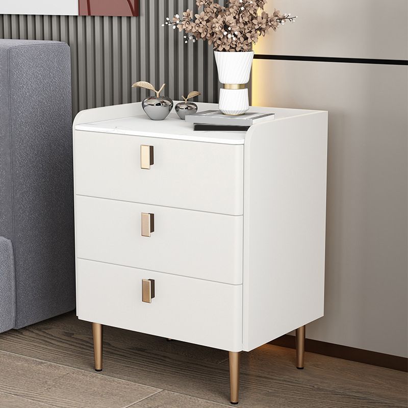 20"W X 24.5"H Modern Bed Nightstand Stone Nightstand with 3-drawers