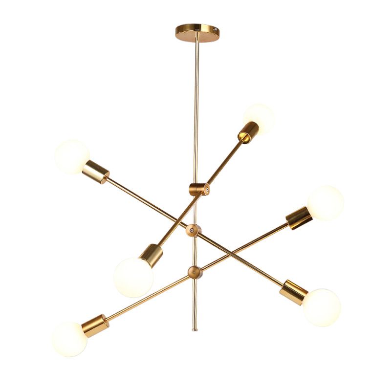 Sputnik Chandelier Light Fixture Minimalist Metal Bedroom Ceiling Pendant Light in Gold