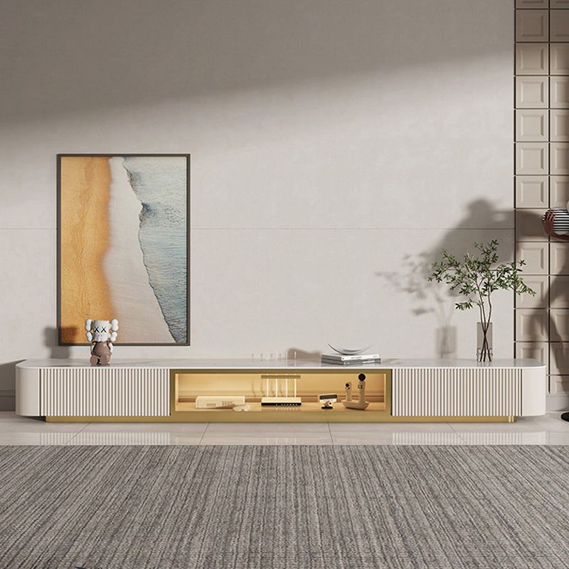 Glam Stone TV Console Floating TV Media Stand with Doors for Living Room