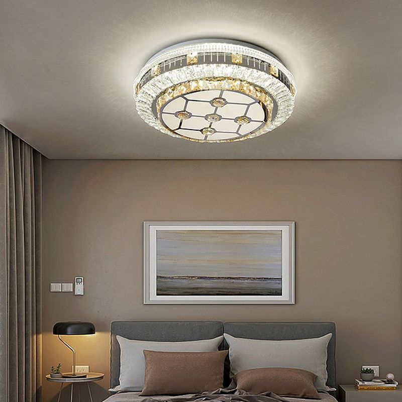 Modern Simple Ceiling Light Circle Shape Ceiling Lamp with Crystal Shade for Bedroom