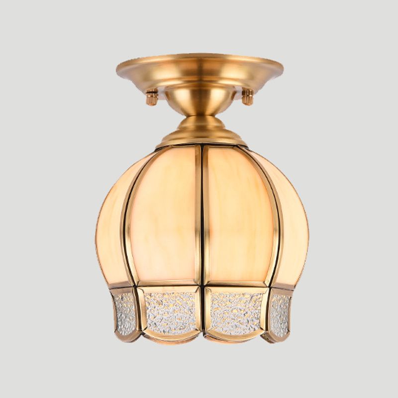 Glass Gold Semi Flush Ceiling Light Shaded Vintage Semi Flush Mount Light Fixture