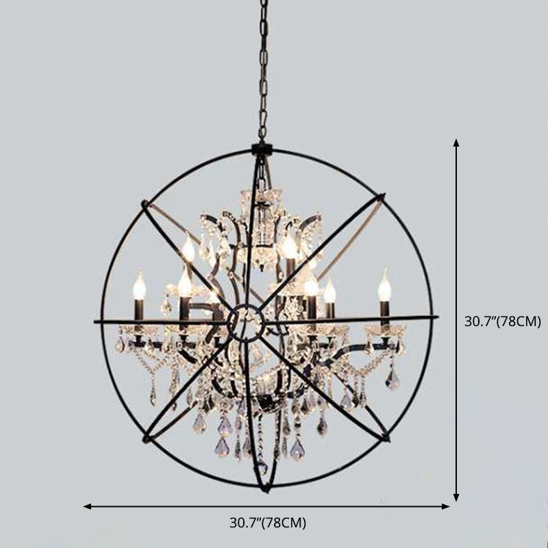 Modern Spherical Chandelier Hanging Light Fixture Metal 8 Lights Ceiling Hanging Light Fixture