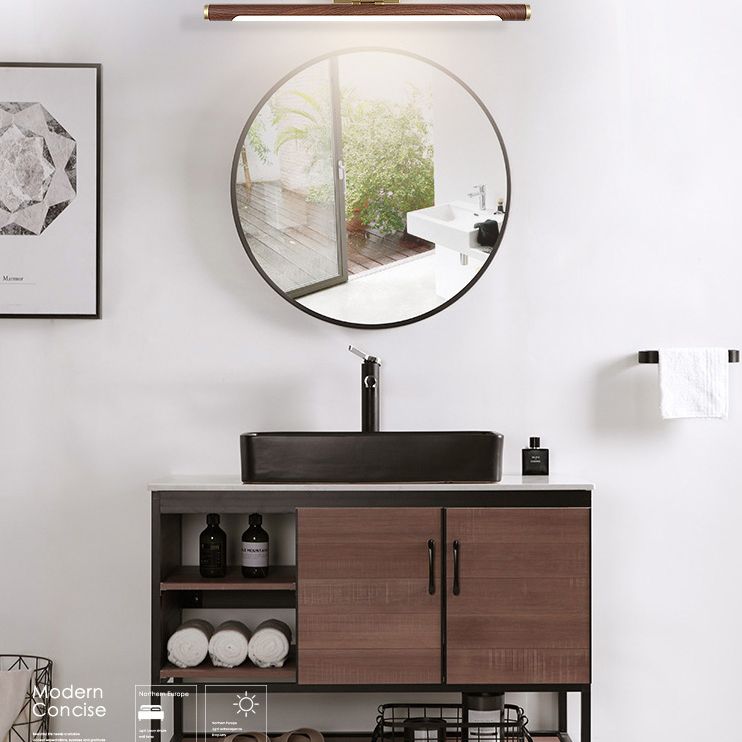 Linear Vanity Lighting Fixtures Modern Minimalist Style Wood Vanity Lights