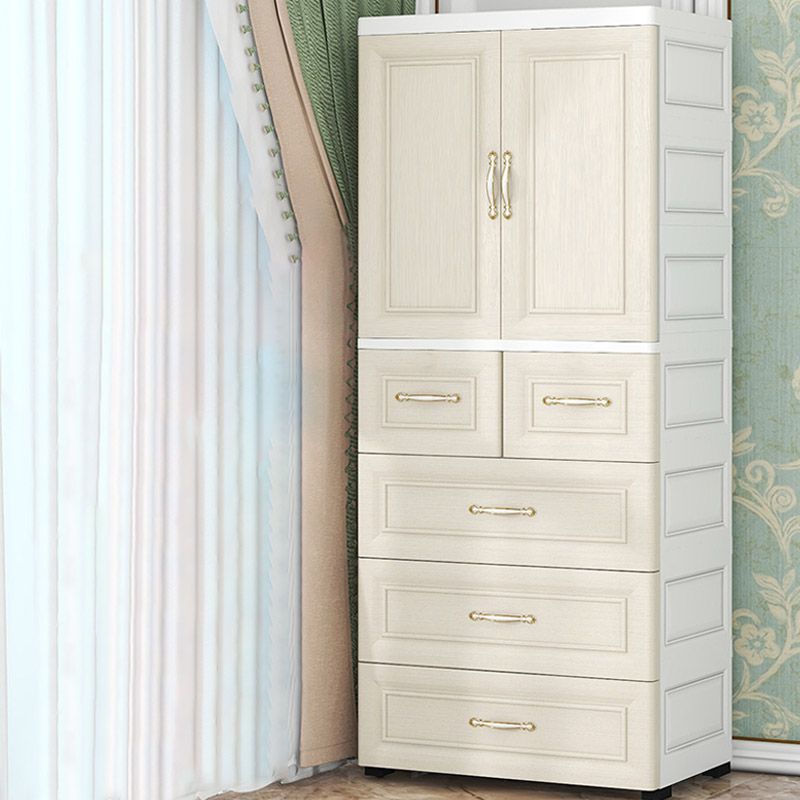 Contemporary Youth Armoire with Garment Rod Plastic Bedroom Armoire