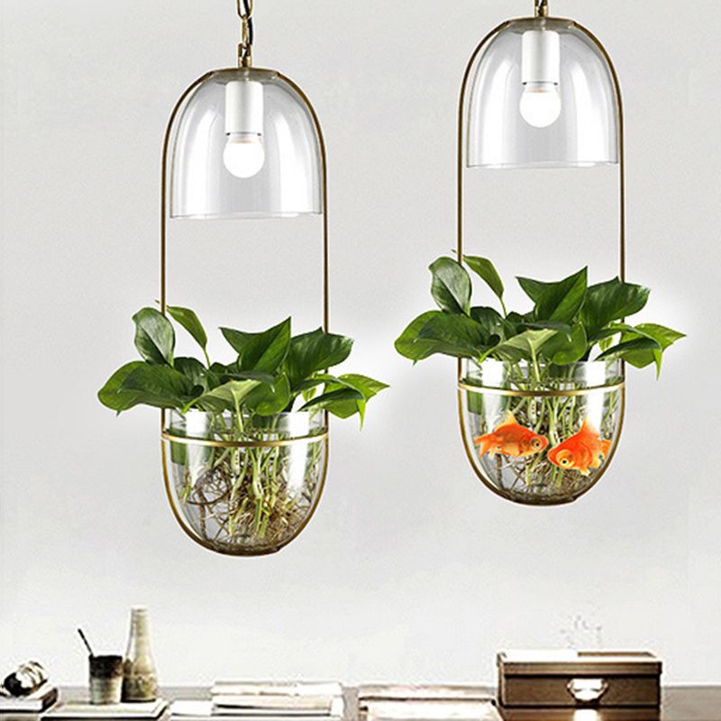 Industrial Ceiling Pendant Glass Plant Light Creative Coffee Shop Restaurant Light (Without Plants)