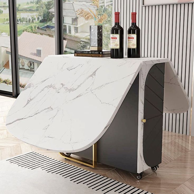 Mesa de comedor de piedra sinterizada moderna rectángulo blanco de cabecera 59 "Mesa de comedor