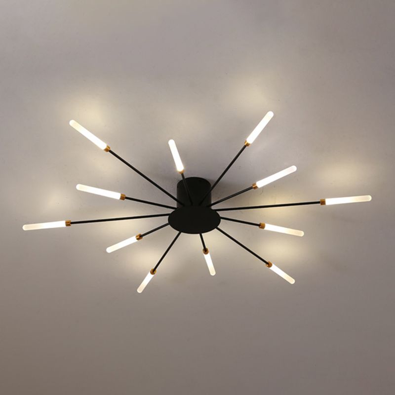 Modern Simlicity LED Ceiling Light Radial Metal Semi Flush Mount for Living Room