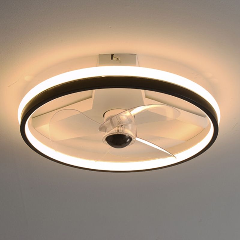 Modernism Single White/Black Ceiling Fan Lamp LED Ceiling Fan Light for Bedroom