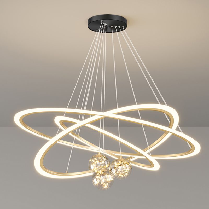 LED Hanging Pendant Light Fixture Modern Chandelier with Acrylic Shade for Living Room