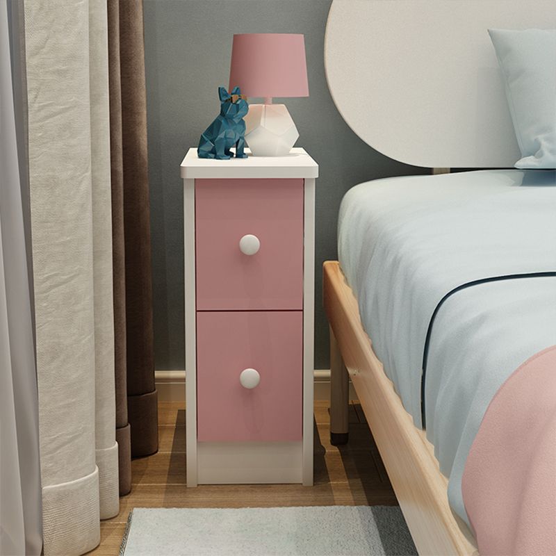 Modern Wooden Standard Nightstand 2 Drawers Kids Bedside Table