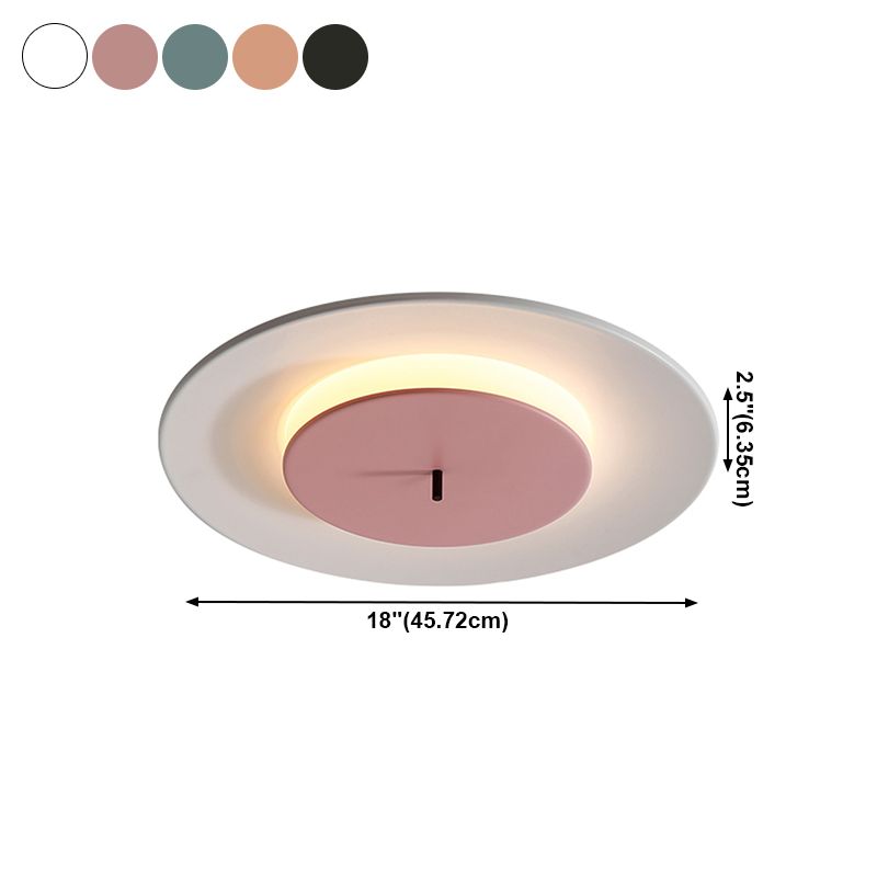 Modern Nordic LED Ceiling Fixture Lacquered Iron Circular Flush Mount with Acrylic Shade