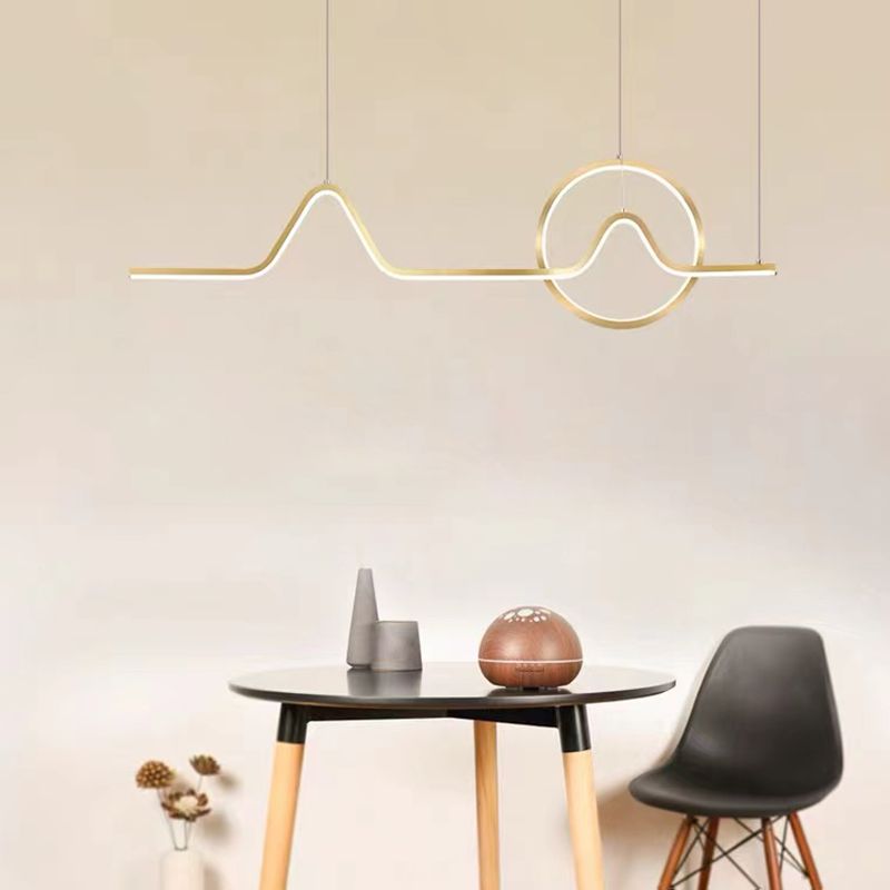 2-Light Modernism Golden/Black Ceiling Light LED Kitchen Island Lighting for Bedroom