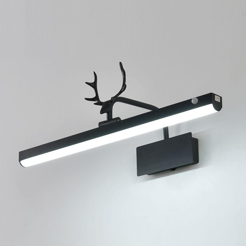 Metalen lineaire schaduw Wand SCONCE Moderne stijl 1 lichte spiegel Wandverlichting in zwart