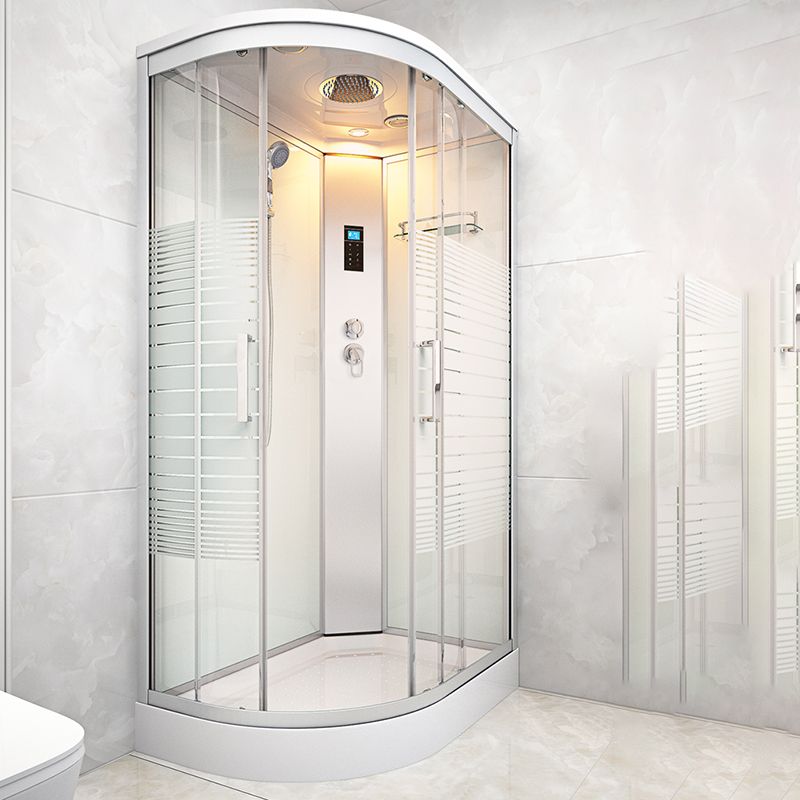 Striped Tempered Glass Shower Stall Framed Shower Stall with Rain Shower