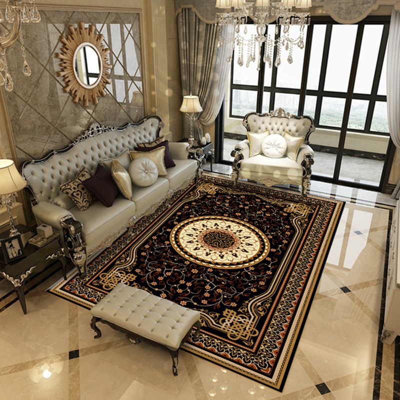 Moroccan Tribal Classicism Rug Polyester Indoor Carpet Non-Slip Backing Area Rug for Living Room