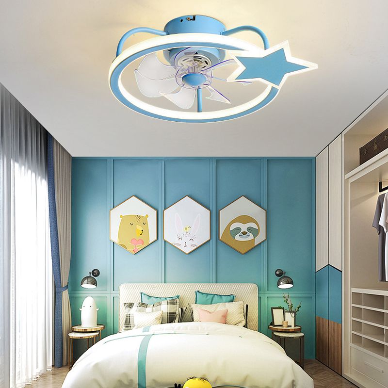 Ventilateur de la LED créatif pour enfants léger les ventilateurs de plafond géométriques de fer laqué avec une teinte acrylique pour la chambre