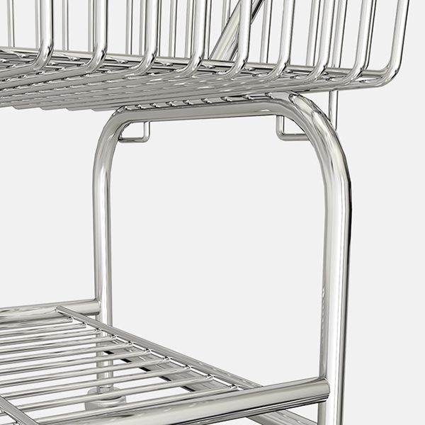 Industrial Metallic Coat Hanger Free Standing Coat Rack with Storage Basket