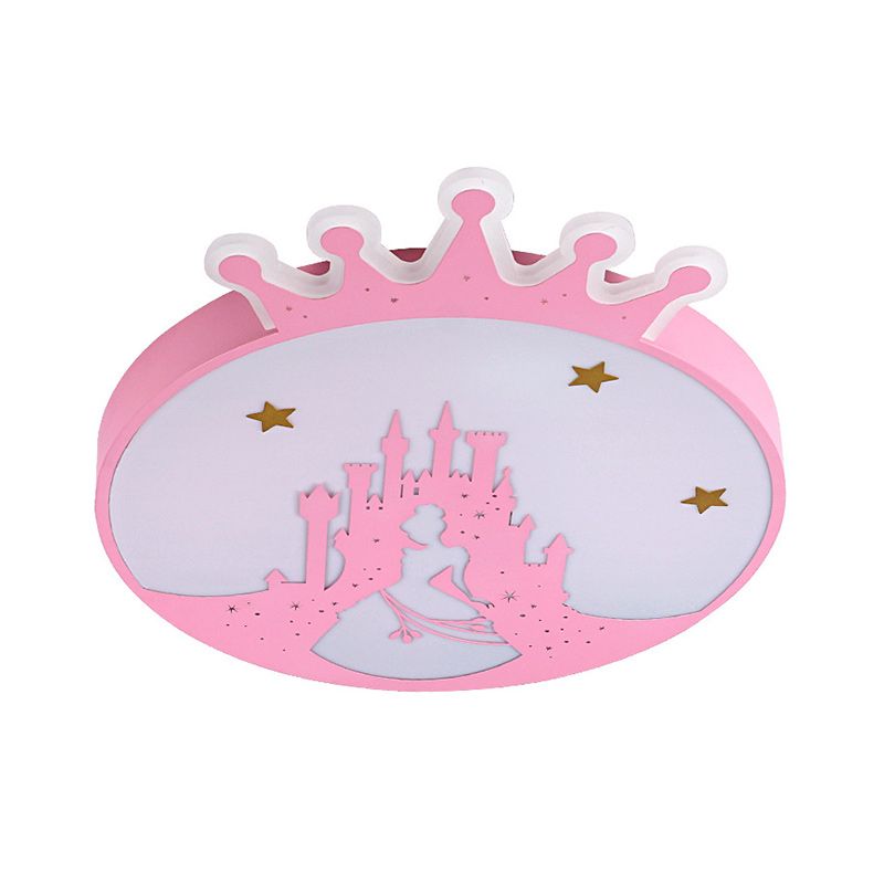 Acryl Ronde Plafond Licht Armatuur Hedendaagse Led roze flush plafond licht met prinses patroon